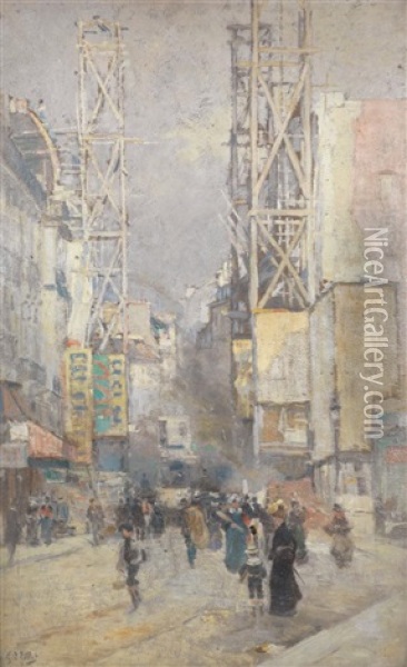 Rue De Paris Oil Painting - Eugene Louis Gillot