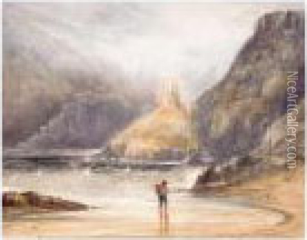 The Giant's Causeway, Co.antrim Oil Painting - Andrew Nicholl