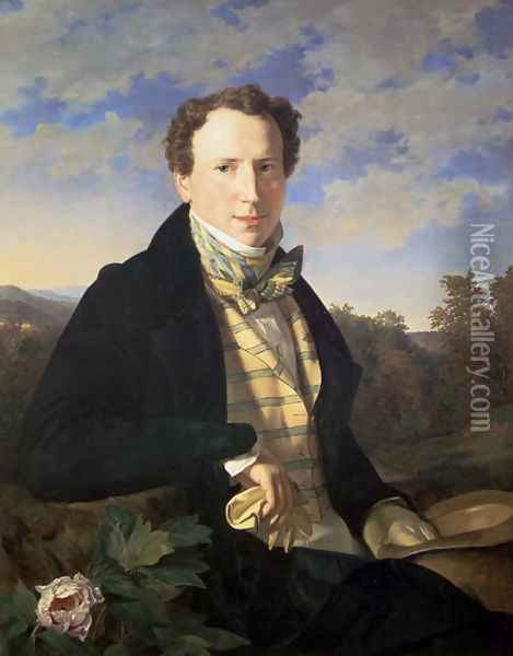Self portrait, 1828 Oil Painting - Ferdinand Georg Waldmuller