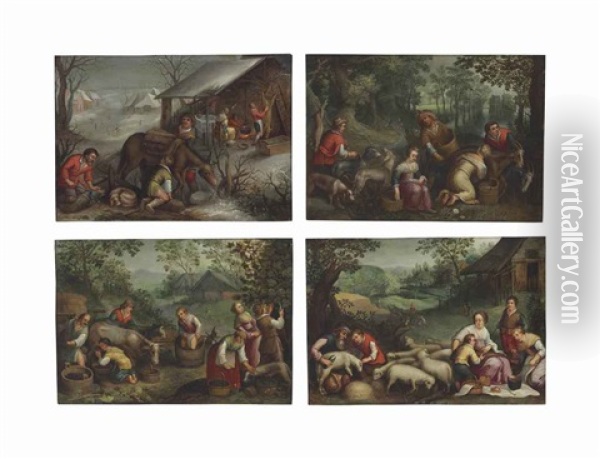 The Four Seasons Oil Painting - Jacopo dal Ponte Bassano