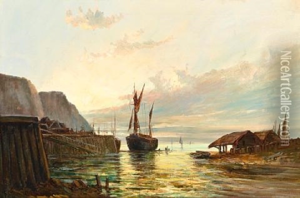 At The Mouth Of The Estuary Oil Painting - Francis E. Jamieson
