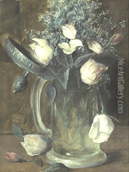 Roses In A Tankard Oil Painting - Julian Alden Weir