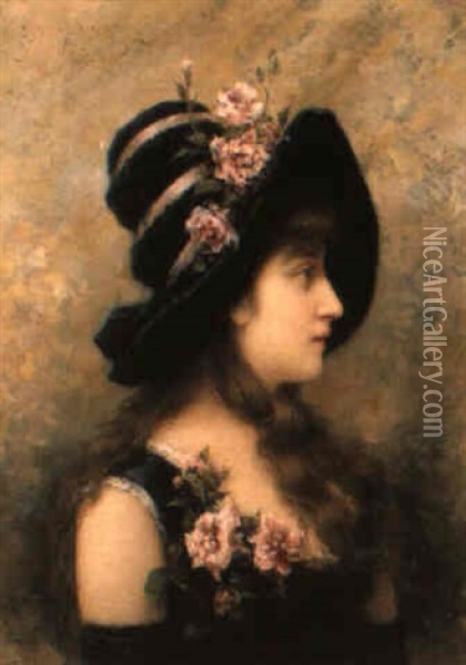 Le Chapeau Fleuri Oil Painting - Emile Eisman-Semenowsky