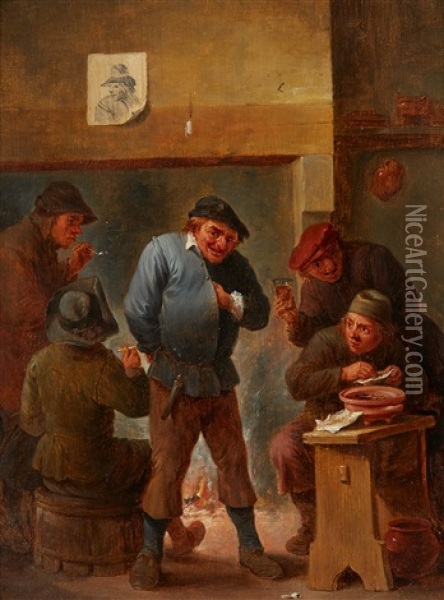 Scene De Taverne Oil Painting - David Ryckaert III
