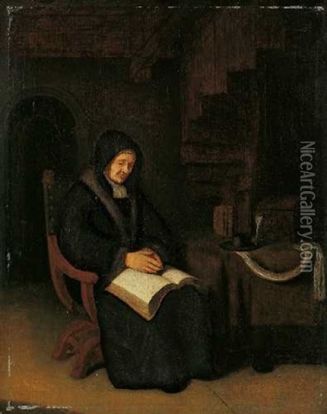 Interieur Mit Dame Und Buch Oil Painting - Pieter Cornelisz van Egmont