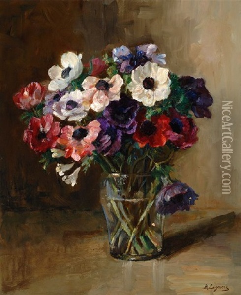 Still Life With Anemone Oil Painting - Baruch Lopes de Leao Laguna