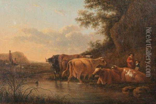 Scene Pastorale Oil Painting - Jacob Van Stry