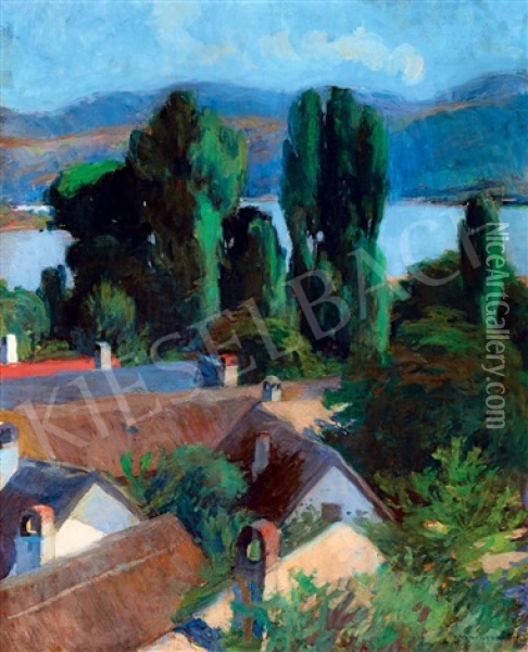 View To The Danube Bend (domos) Oil Painting - Gyula Kosztolanyi Kann