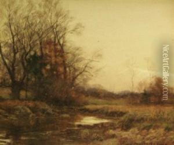 Autumn Landscape With Stream Oil Painting - William Merritt Post