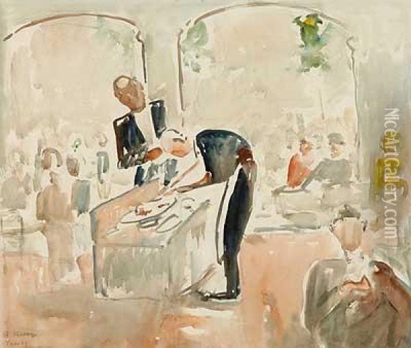 Gartenrestaurant Oil Painting - Alfred Hermann Helberger
