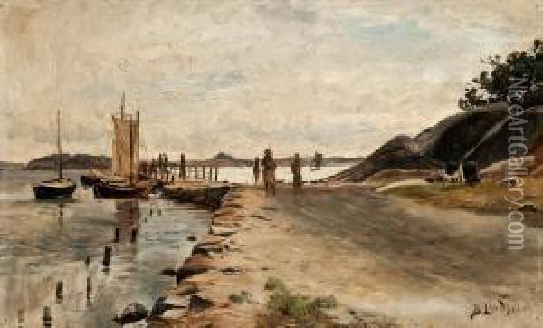 On The Pier Oil Painting - Berndt Adolf Lindholm