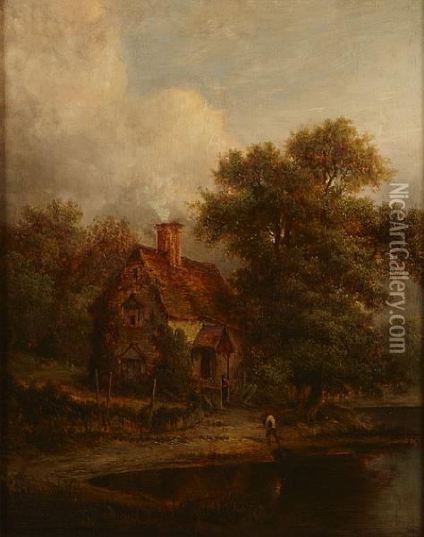 A View In Surrey Oil Painting - Patrick, Peter Nasmyth