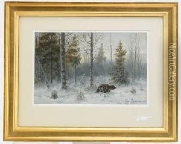Winter Landscape Oil Painting - Wladimir Leonidovich Murawjoff