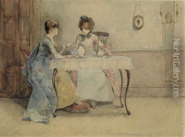 Ladies At Tea Oil Painting - Edward Percy Moran