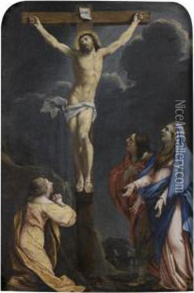 Crucifixion Entre Sainte Madeleine, La Vierge Et Saint Jean L'evangeliste Oil Painting - Charles Francois Poerson