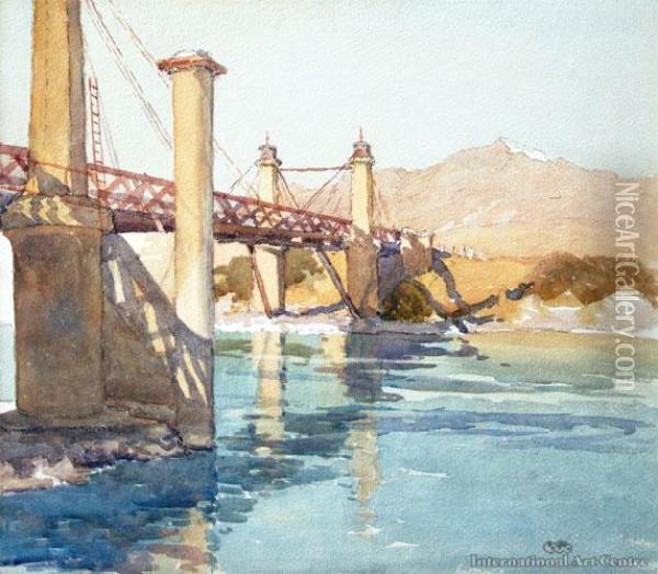 New Bridge, Toledo Oil Painting - Alfred Ernest Baxter