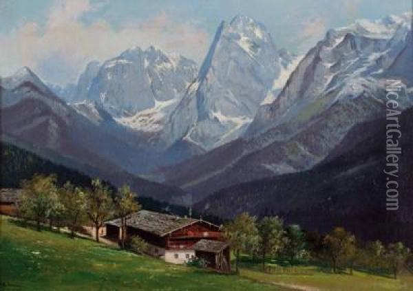 Der Pfandlhof Am Wilden Kaiser Oil Painting - Alfred Schonian