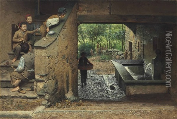 The Prank Oil Painting - Luigi Monteverde