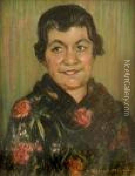 Portrait Of Miss Mable Cramer Oil Painting - Dora Lynnell Wilson