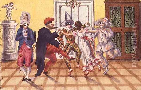 Pantomime from the journal of Carl Baumann written 1813-25, 1813 Oil Painting - Franz Paumgarrten