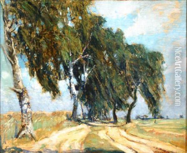 Summer Landscape With Winding Road Oil Painting - Walter Kuphal