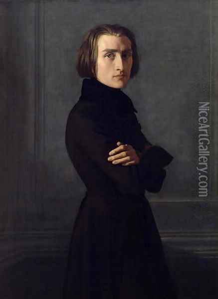 Portrait of Franz Liszt Oil Painting - Henri Lehmann