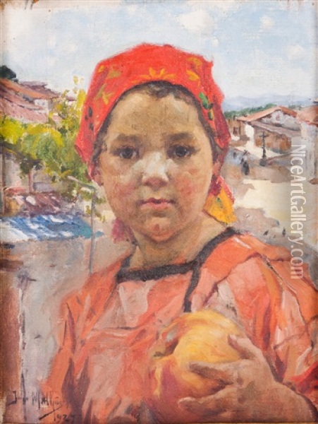 Maca Reineta Oil Painting - Jose Vital Branco Malhoa