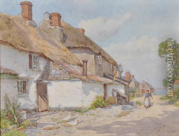 Devon Village Scene Oil Painting - Ralph William Bardill