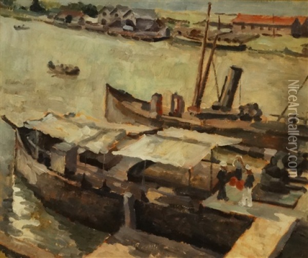 In Odessa Harbour Oil Painting - Anatol Vulpe