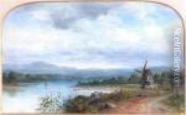 Windmill Overlooking A River Oil Painting - Sir John Everett Millais