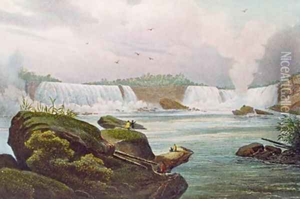 General View of Niagara Falls from the Canadian Side Oil Painting - Milbert, Jacques