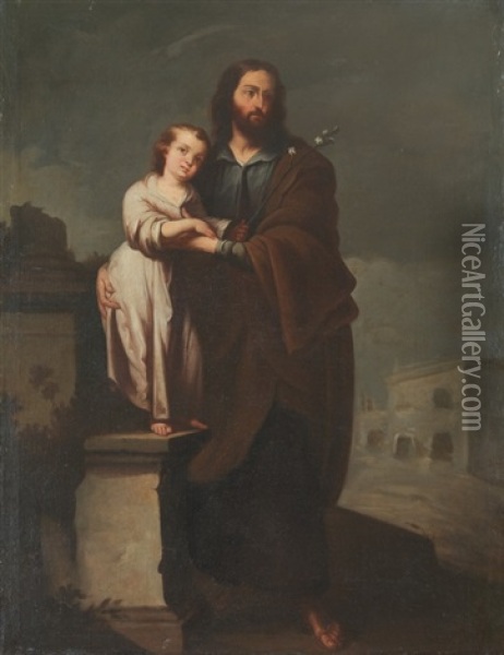 Joseph Und Jesuskind Oil Painting - Bartolome Esteban Murillo