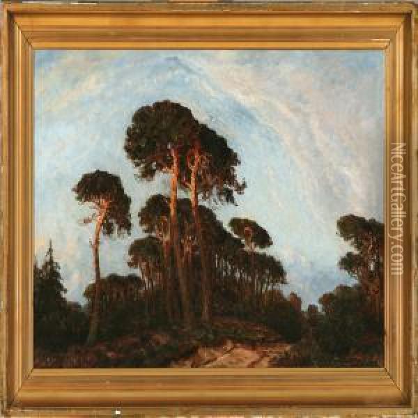 Landscape With Trees Oil Painting - Ludvig Mogelgaard