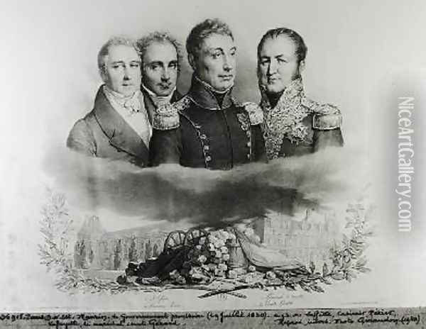 The Provisional Government of 29th July 1830 L to R Jacques Lafitte 1767-1844 Oil Painting - Antoine Maurin