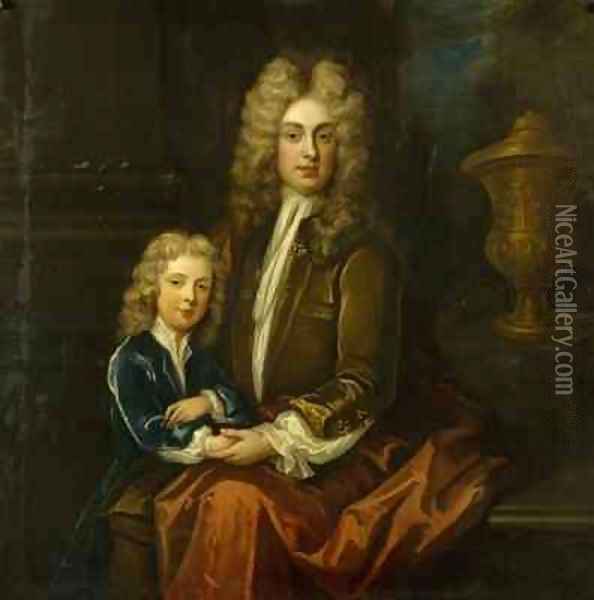 Edward 2nd Viscount Preston and his son Charles Oil Painting - Charles d' Agar