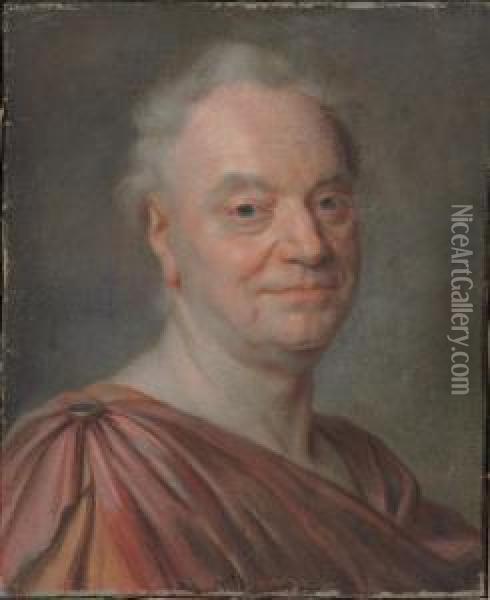 Portrait Of Prosper Jolyot De Crebillon Oil Painting - Maurice Quentin de La Tour