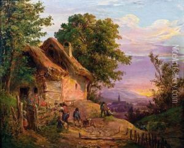 Abendstimmung Am Land Oil Painting - Eduard Ritter