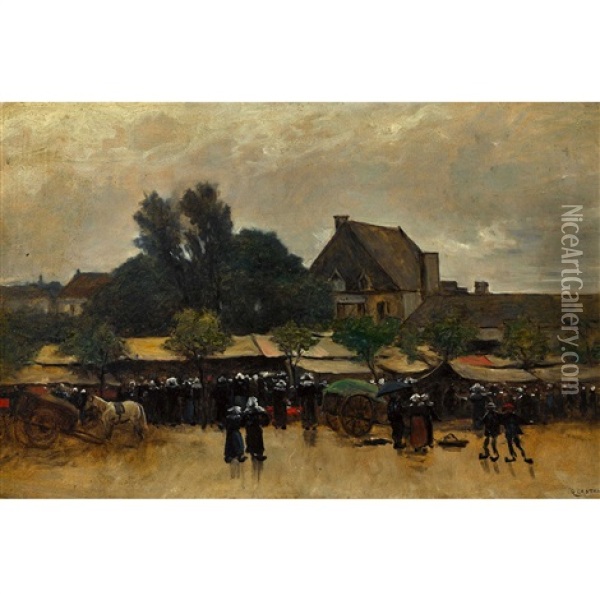 Bauernmarkt Oil Painting - Gustave Eugene Castan
