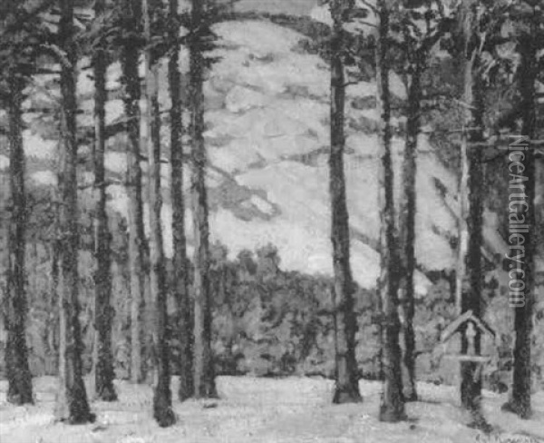 Winter Woods Oil Painting - Walter Koeniger