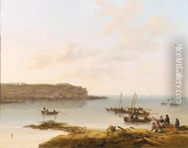 Cullercoats By The Shore Oil Painting - John Wilson Carmichael