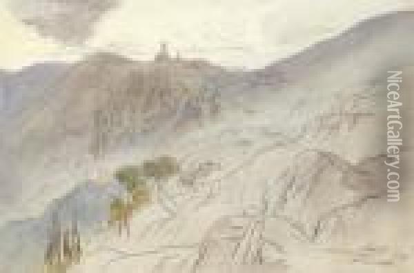 View Of Turbia, France Oil Painting - Edward Lear
