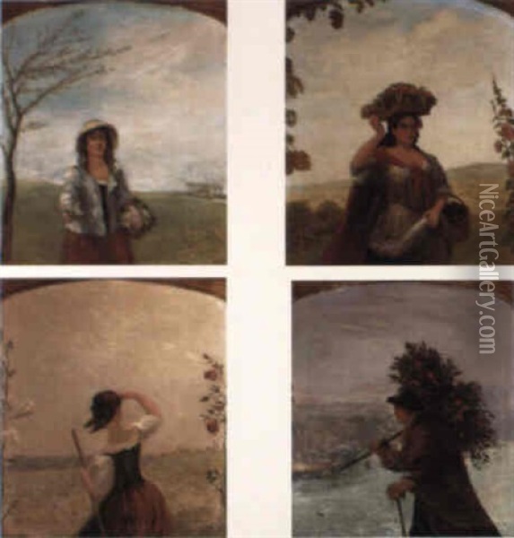 The Seasons: Spring, Summer, Autumn And Winter Oil Painting - David Cox the Elder