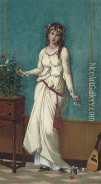 Ophelia Oil Painting - Jean-Baptiste (James) Bertrand
