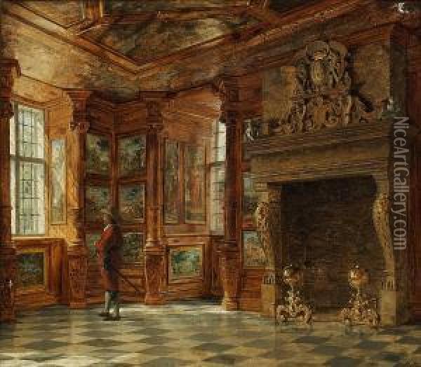 Christian Iv In The Winter Room At Rosenborg Castle In Copenhagen Oil Painting - Heinrich Hansen