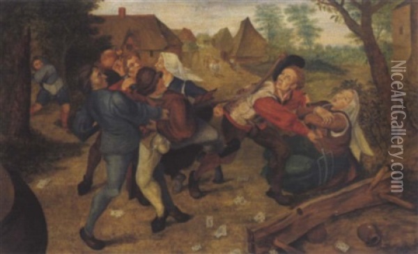 Raufende Bauern Nach Dem Kartenspiel Oil Painting - Pieter Brueghel the Younger