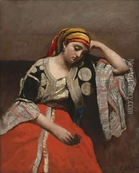 Juive D'Alger (L'Italienne) Oil Painting - Jean-Baptiste-Camille Corot