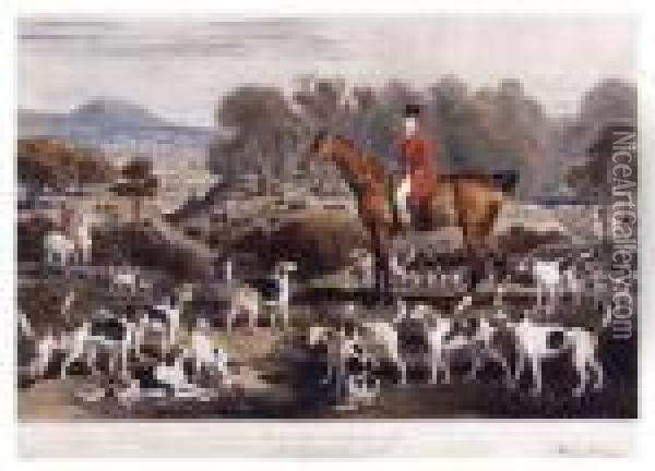 His Horse Undertaker, And Hounds Oil Painting - James Ward