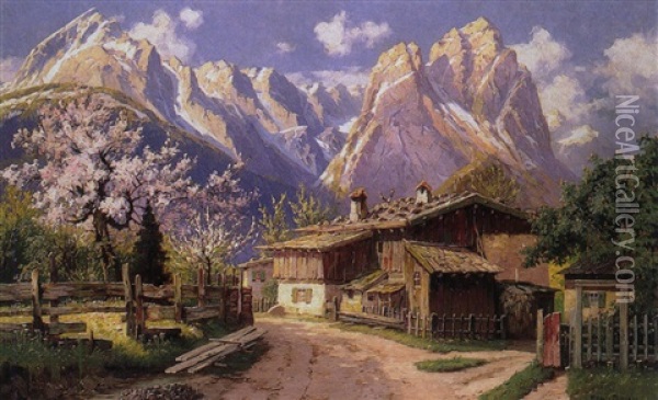 Garmisch Mit Der Fruhlingsstrasse Oil Painting - Hans Frahm