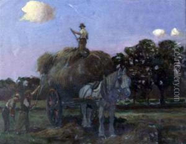 Loading The Haycart Oil Painting - Stanley Mortimer