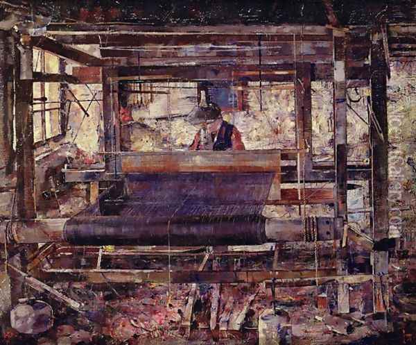 The Loom Oil Painting - John Quinton Pringle